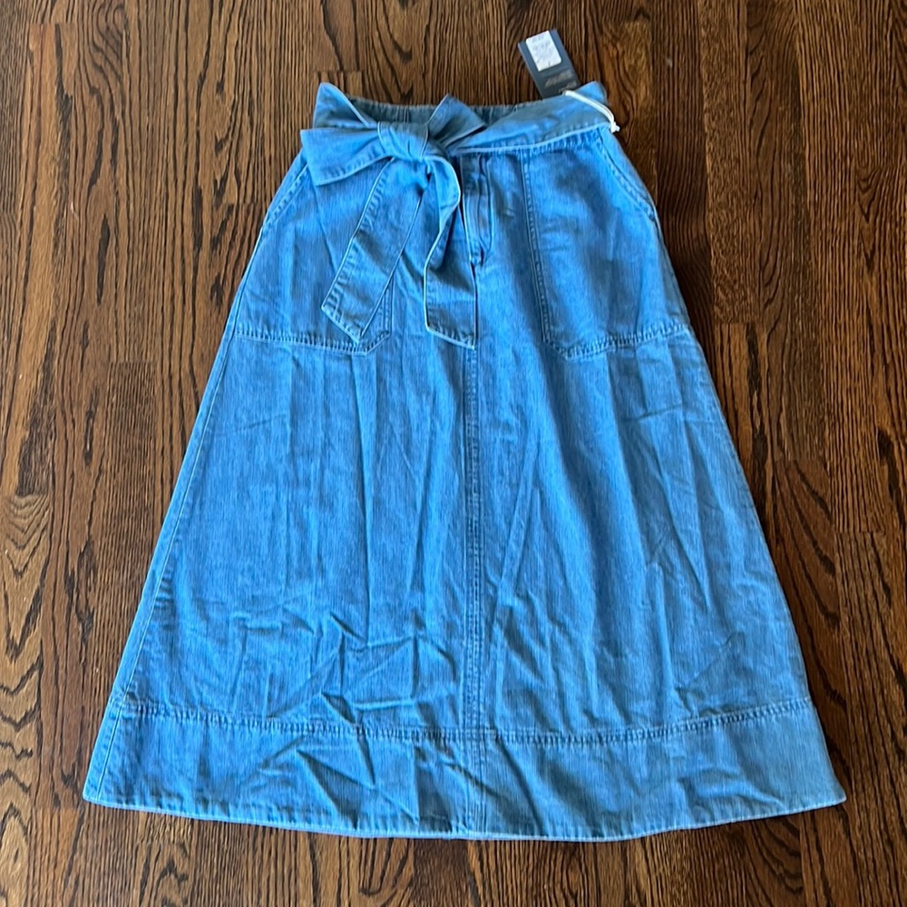 Universal thread midi denim skirt